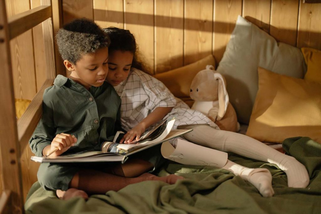 kids reading a book